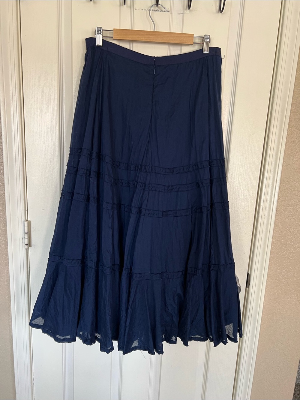 Lauren Ralph Lauren Navy Tiered Ruffle Maxi Skirt 14 100% Cotton - Picture 5 of 8